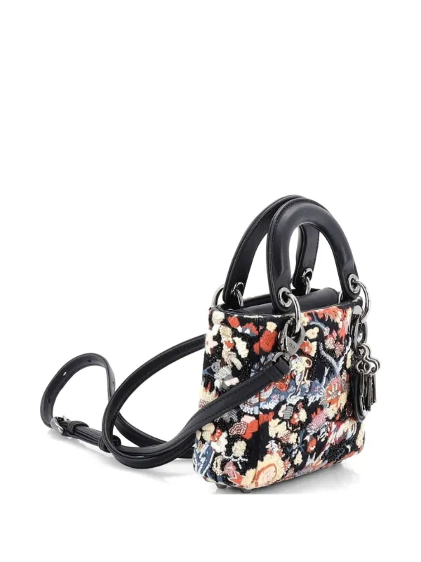 Christian Dior Pre-Owned Lady Dior Bag Beaded Embroidered Leather