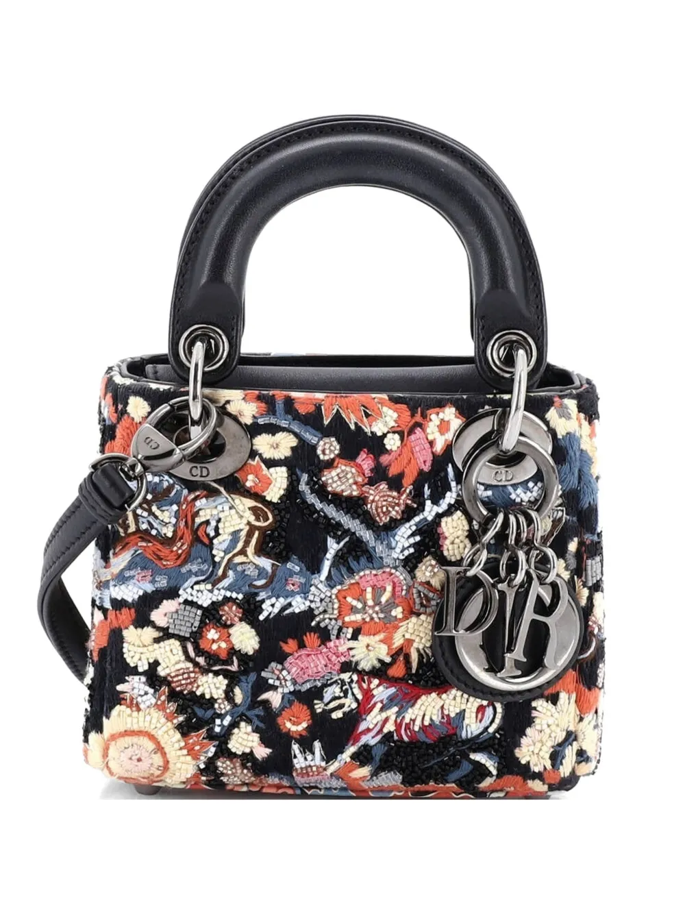 Christian Dior Pre-Owned Lady Dior Bag Beaded Embroidered Leather Micro satchel - Mehrfarbig