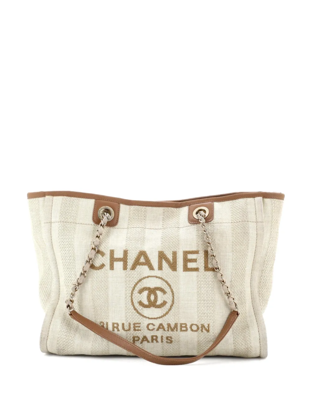 CHANEL Pre-Owned Deauville Striped Mixed Fibers Small tote bag - Toni neutri