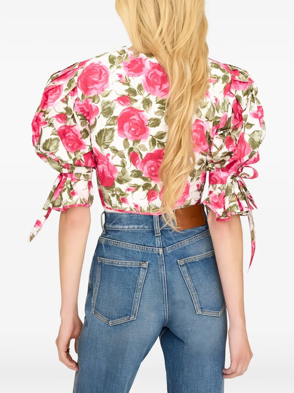 Chloé Blouse met pofmouwen en bloemen-print Wit