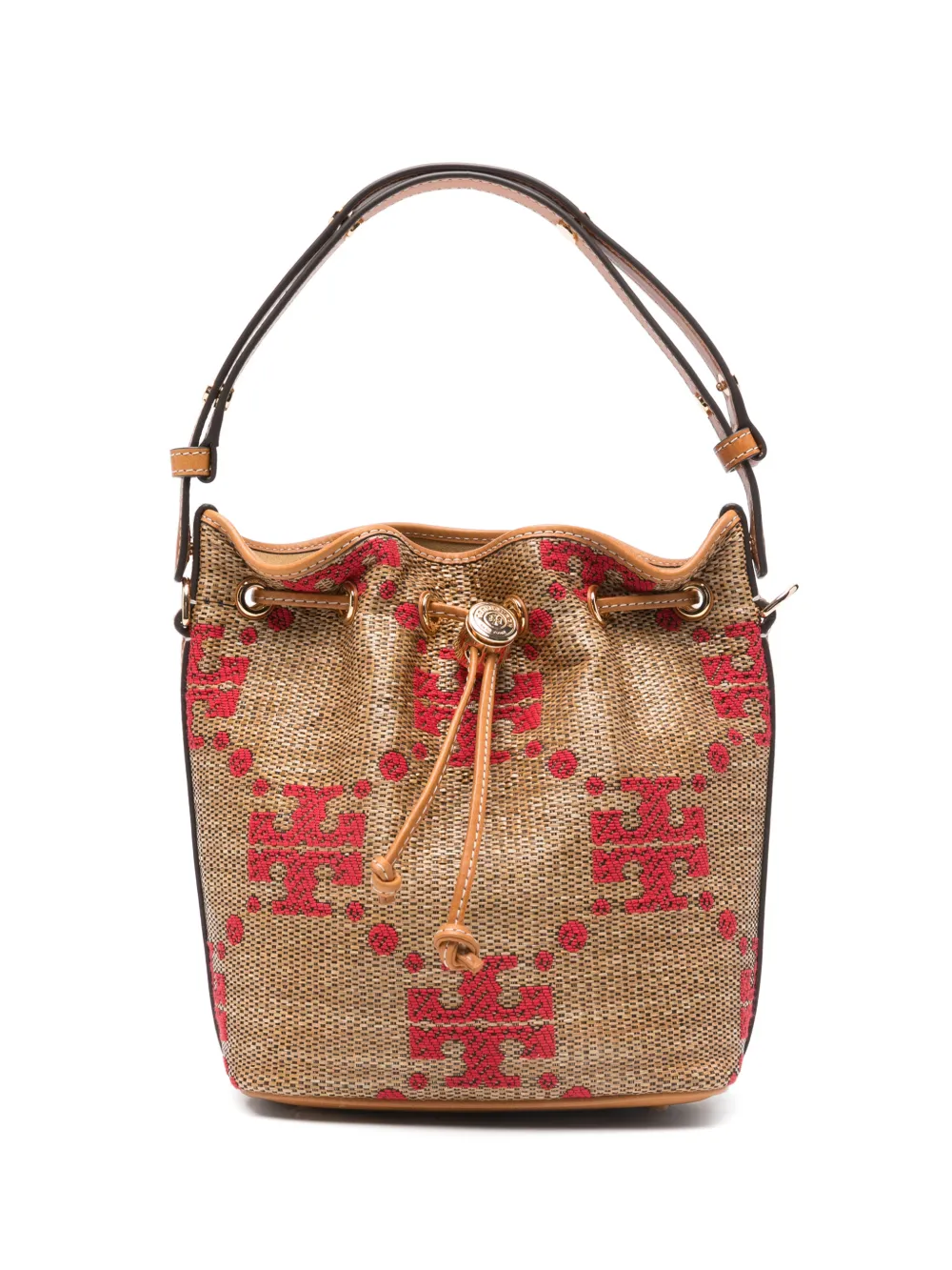 Tory Burch monogram-pattern bucket bag - Nude