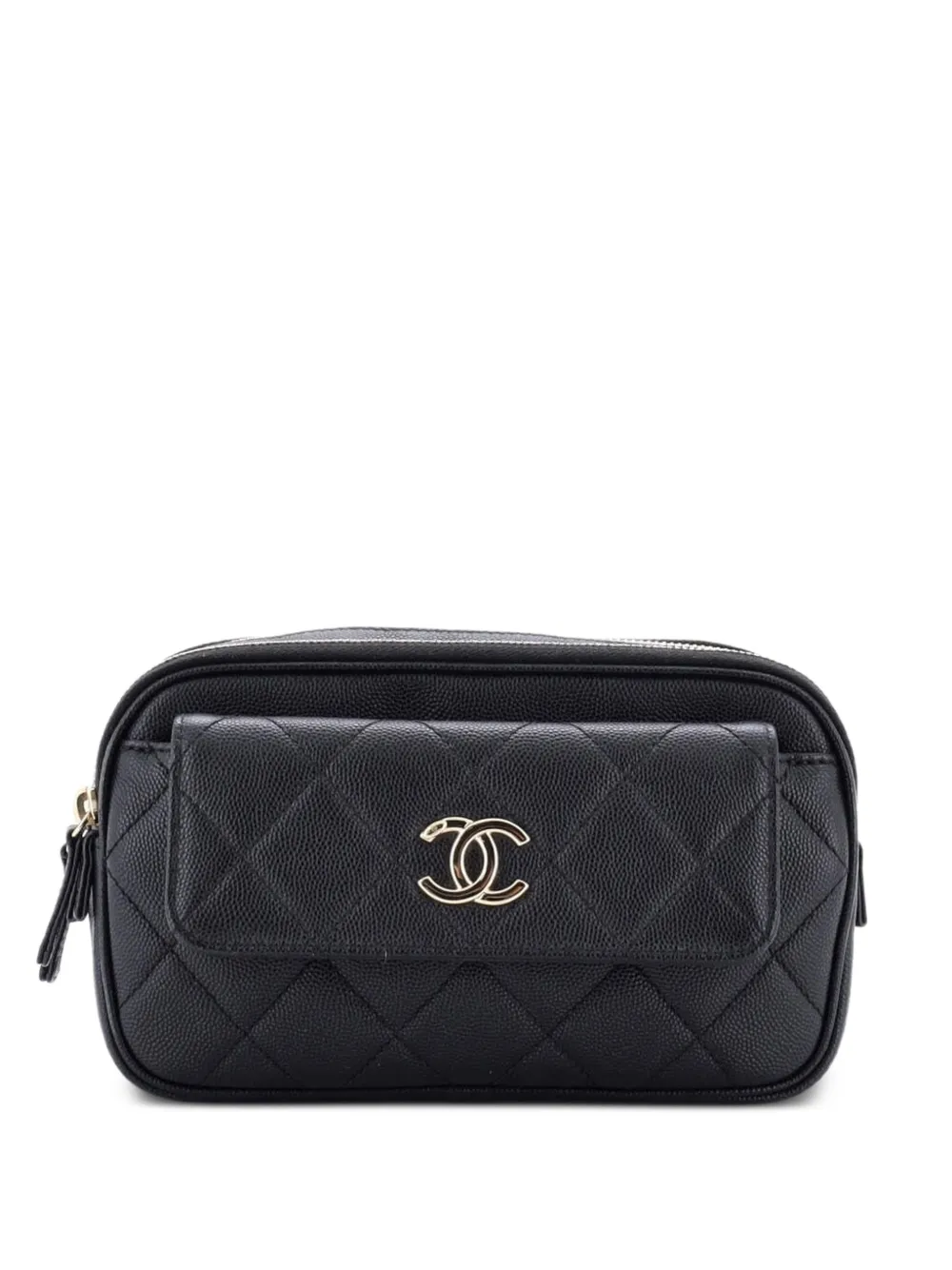 CHANEL Pre-Owned In & Out Quilted Caviar Small belt bag - Nero