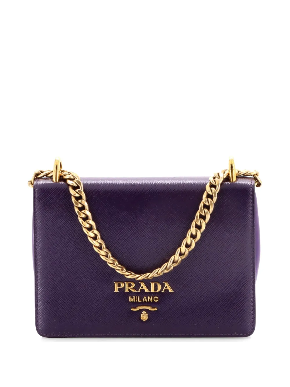 Prada Pre-Owned Chain Flap Bag Vernice Saffiano Leather Small crossbody bag - Purple