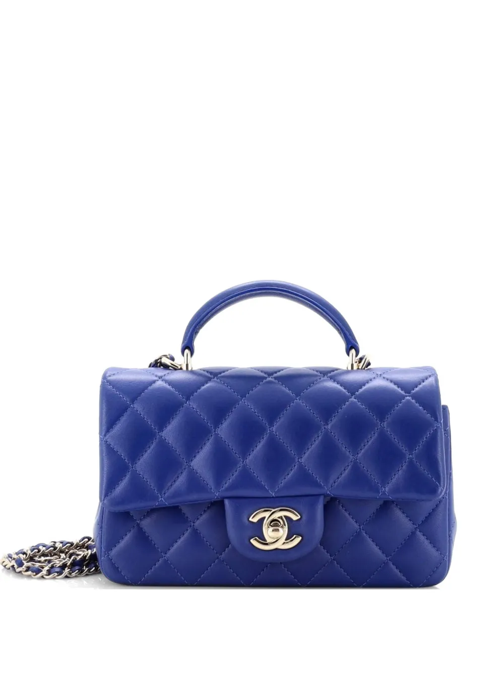 CHANEL Pre-Owned Classic Single Flap Top Handle Bag Quilted Lambskin Mini shoulder bag - Blu