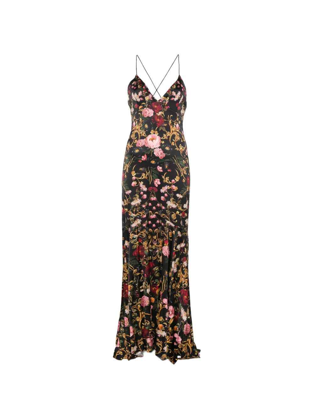 alice + olivia floral-print open-back maxi dress - Black