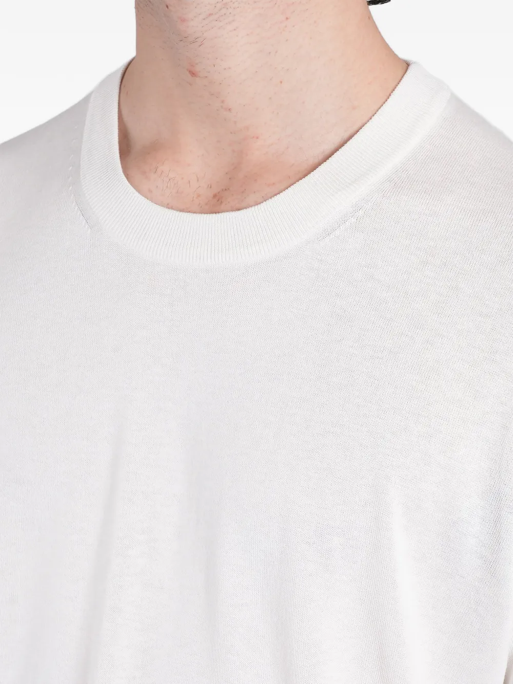 Tagliatore Josh T-shirt met geribbelde zoom Wit