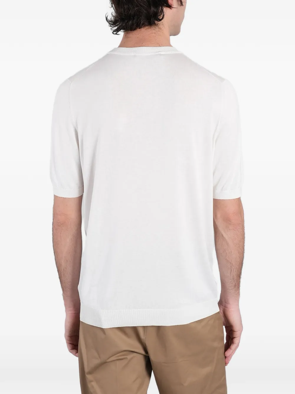Tagliatore Josh T-shirt met geribbelde zoom Wit