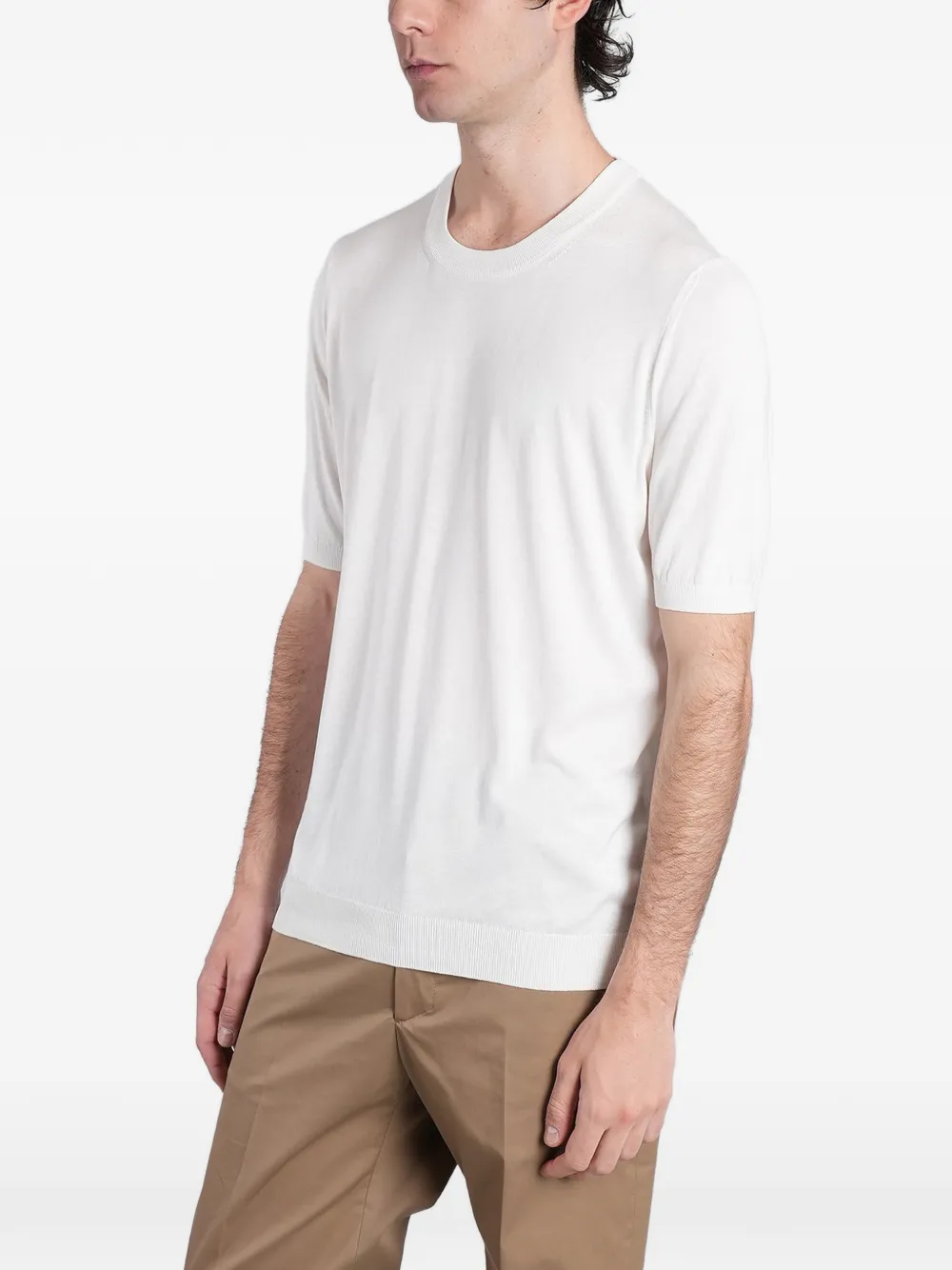 Tagliatore Josh T-shirt met geribbelde zoom Wit