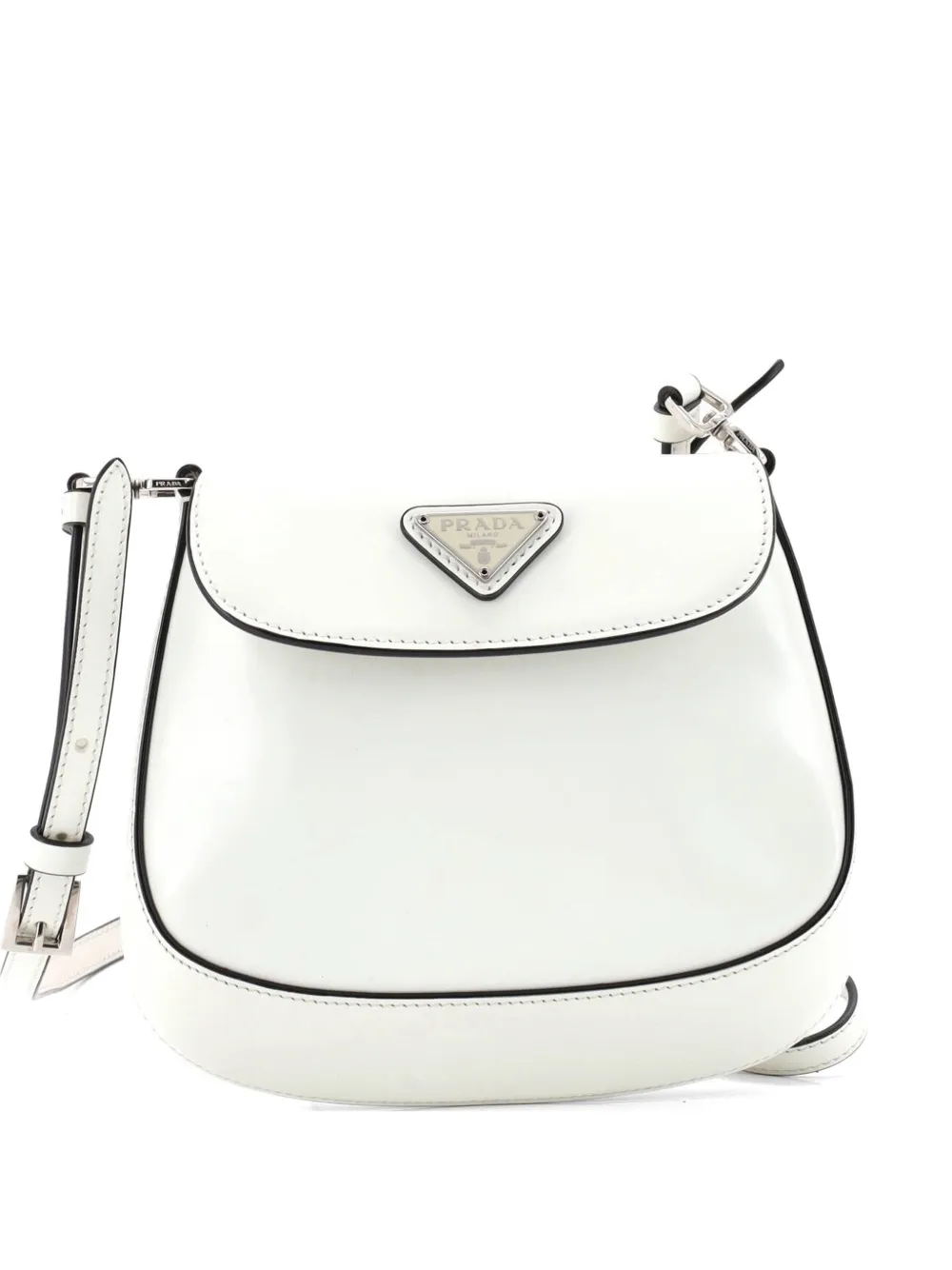 Prada Pre-Owned Cleo Flap Spazzolato Leather Mini shoulder bag - Bianco