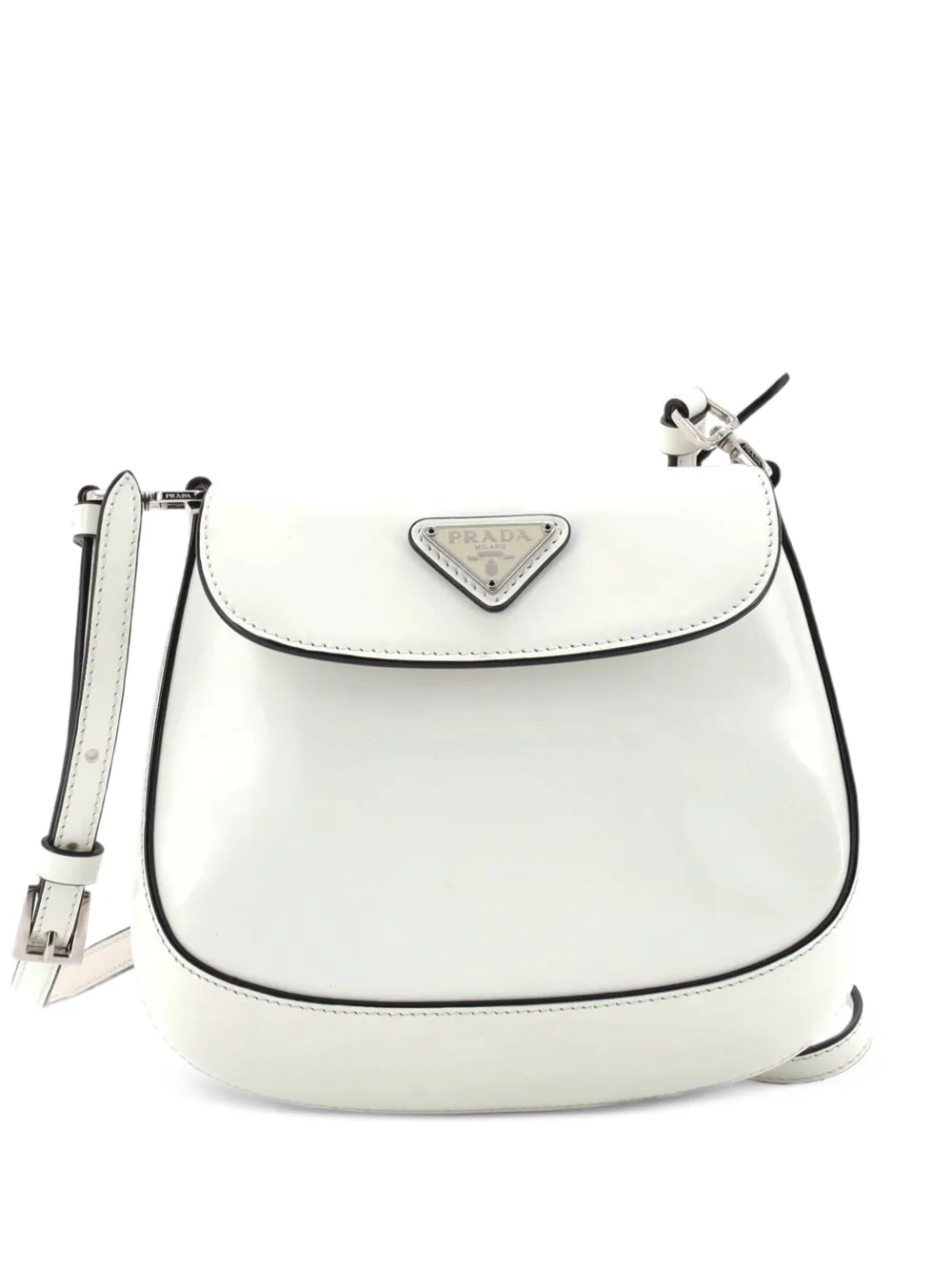 Prada Pre-Owned Cleo Flap Spazzolato Leather Mini shoulder bag - Bianco