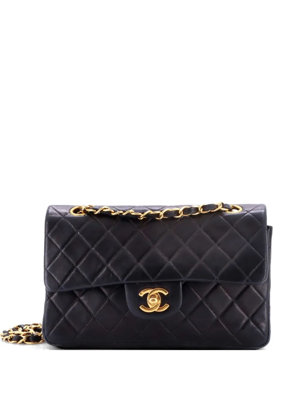 CHANEL Pre-Owned Classic Double Flap Bag Quilted Lambskin Small shoulder bag - Nero