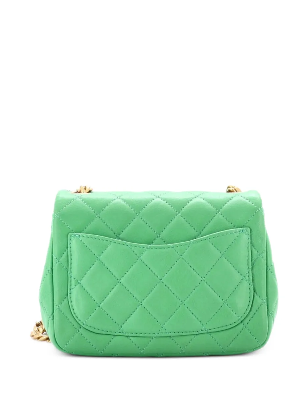  Chanel Pre-owned Bandolera Pearl Samba Square Flap Mini Acolchada De Piel De Borrego Con Cadena - Verde 