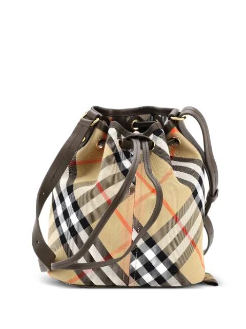 Burberry Pre-Owned Geruite kleine canvas bucket-tas met polsband