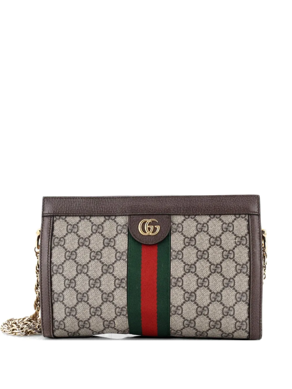 Gucci Pre-Owned Ophidia Chain Shoulder Bag GG Coated Canvas Small crossbody bag - Marrone