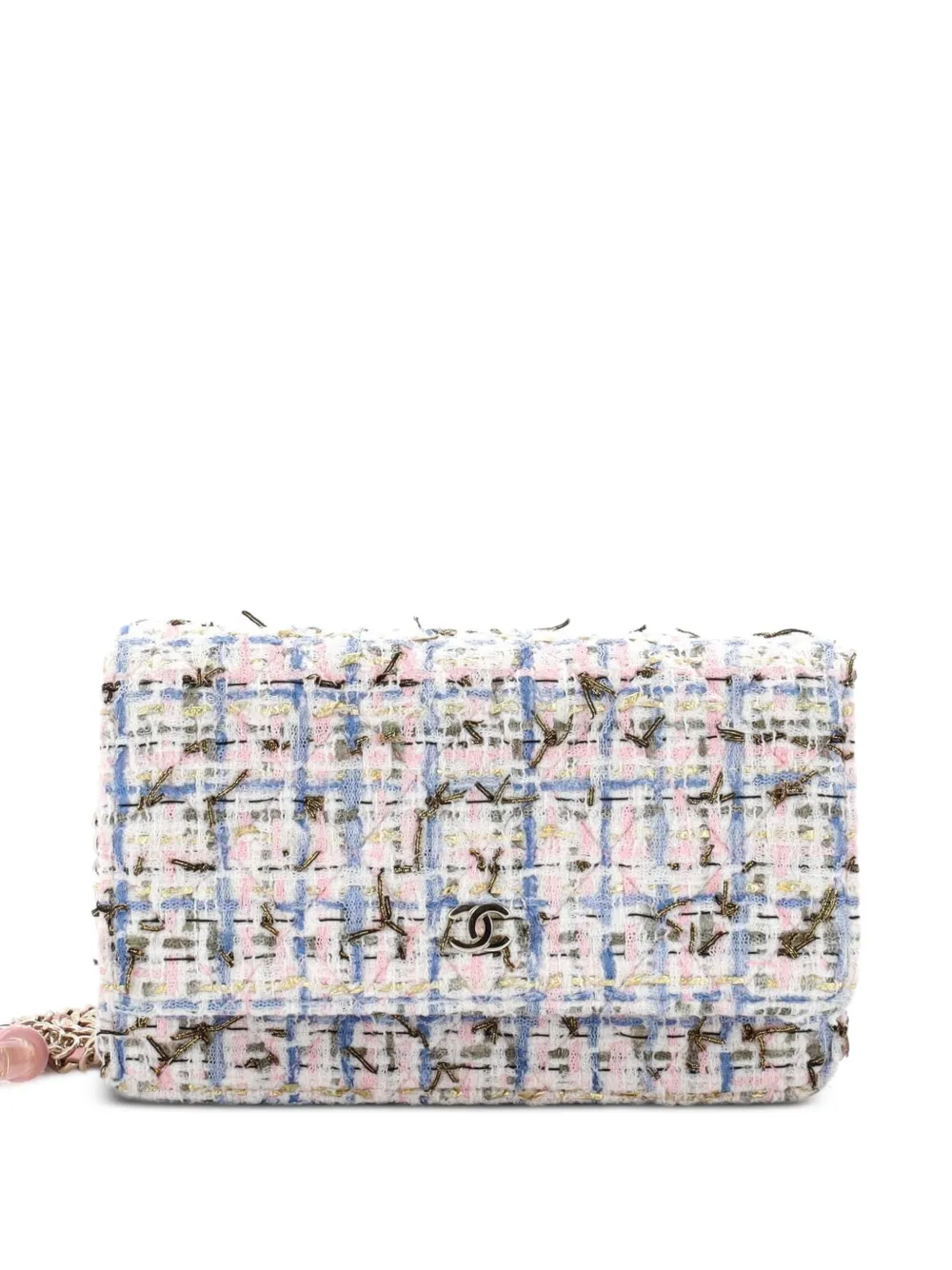 CHANEL Pre-Owned Charms Wallet on Chain Quilted Tweed crossbody bag - Multicolore