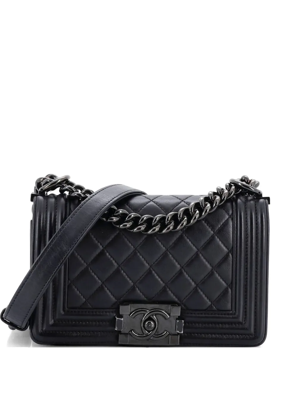 CHANEL Pre-Owned So Black Boy Flap Bag Quilted Lambskin Small shoulder bag - Nero