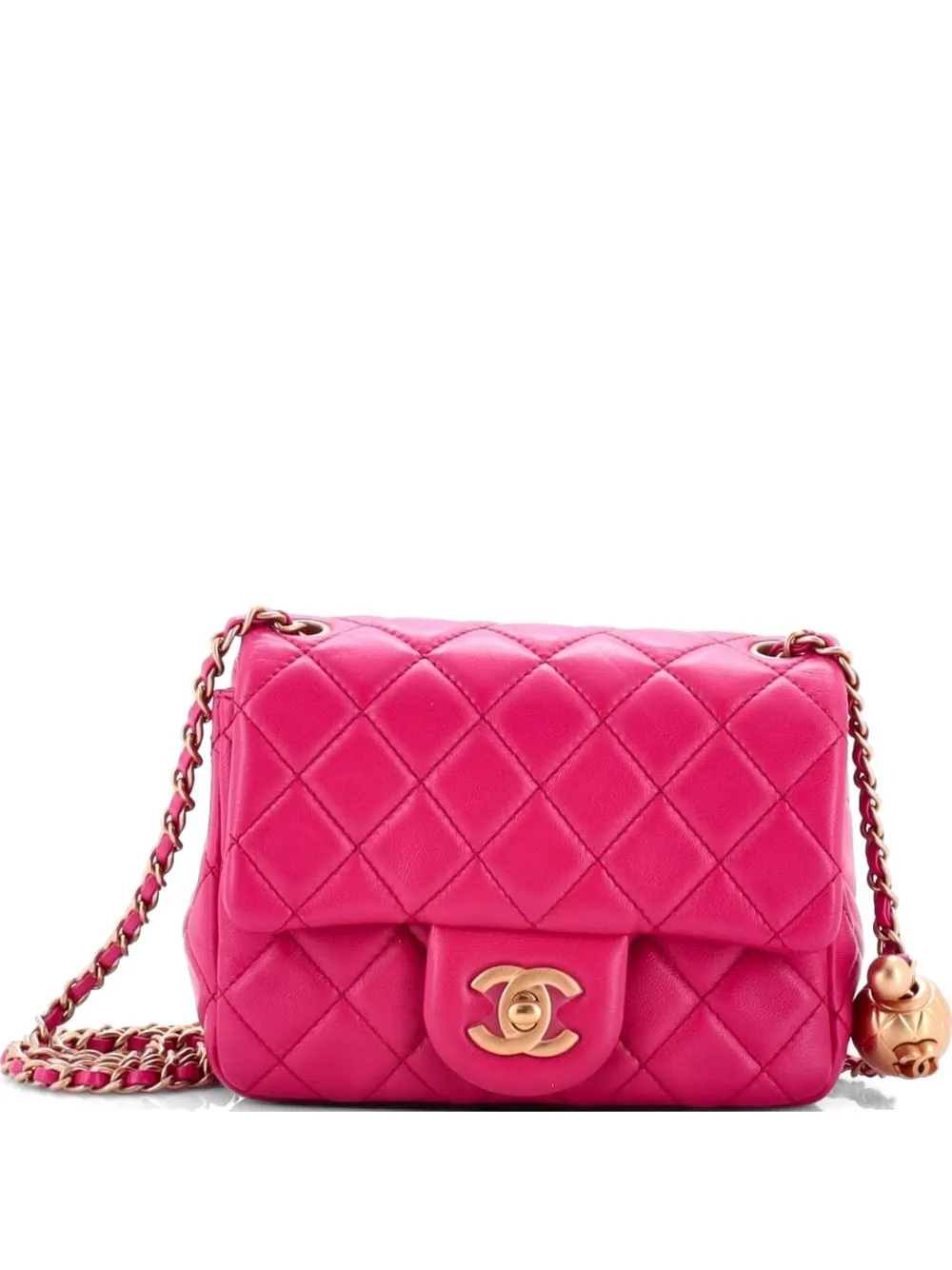 CHANEL Pre-Owned Pearl Crush Square Flap Bag Quilted Lambskin Mini crossbody bag - Rosa