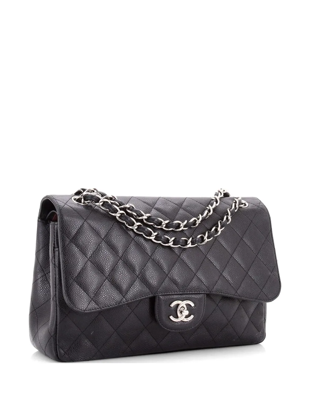 CHANEL Pre-Owned Classic Double Flap Bag Quilted Caviar Jumbo shoulder bag - Nero