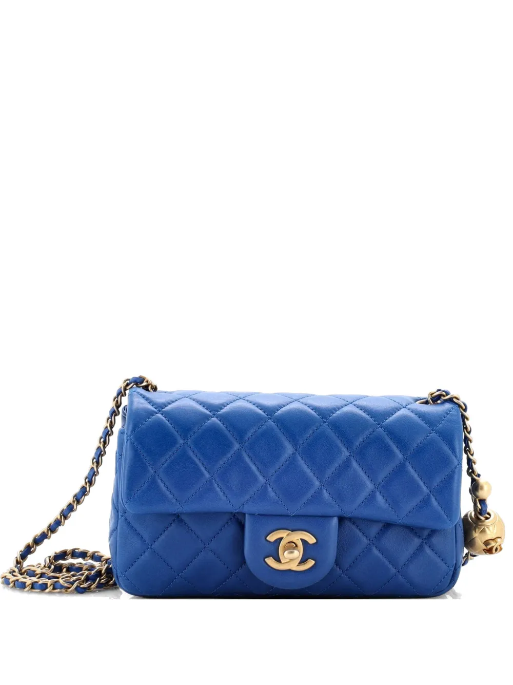CHANEL Pre-Owned Pearl Crush Flap Bag Quilted Lambskin Mini crossbody bag - Blu