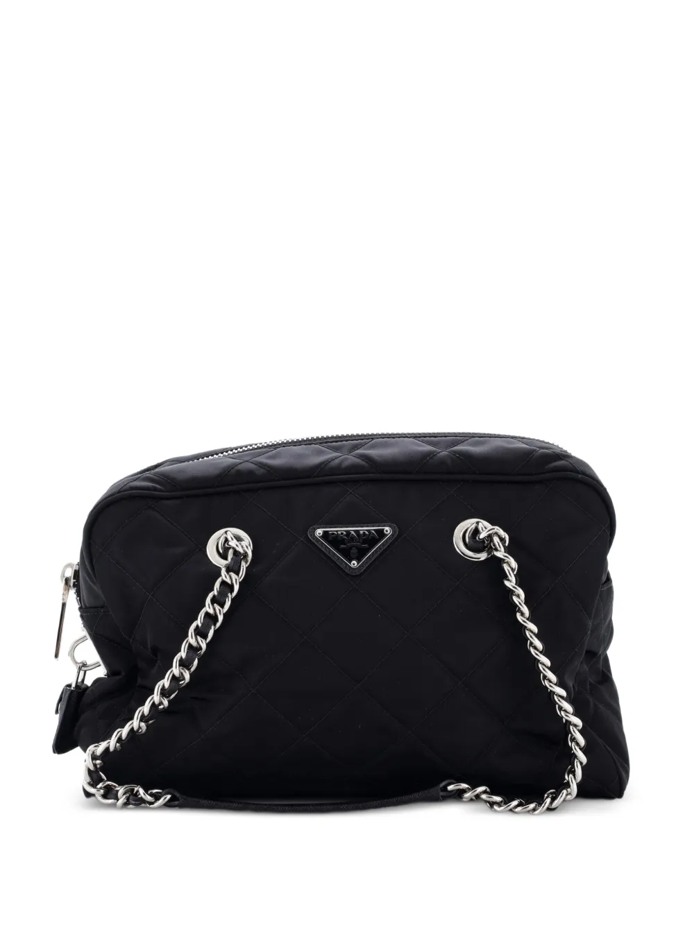 Prada Pre-Owned Chain Quilted Tessuto Medium shoulder bag - Nero