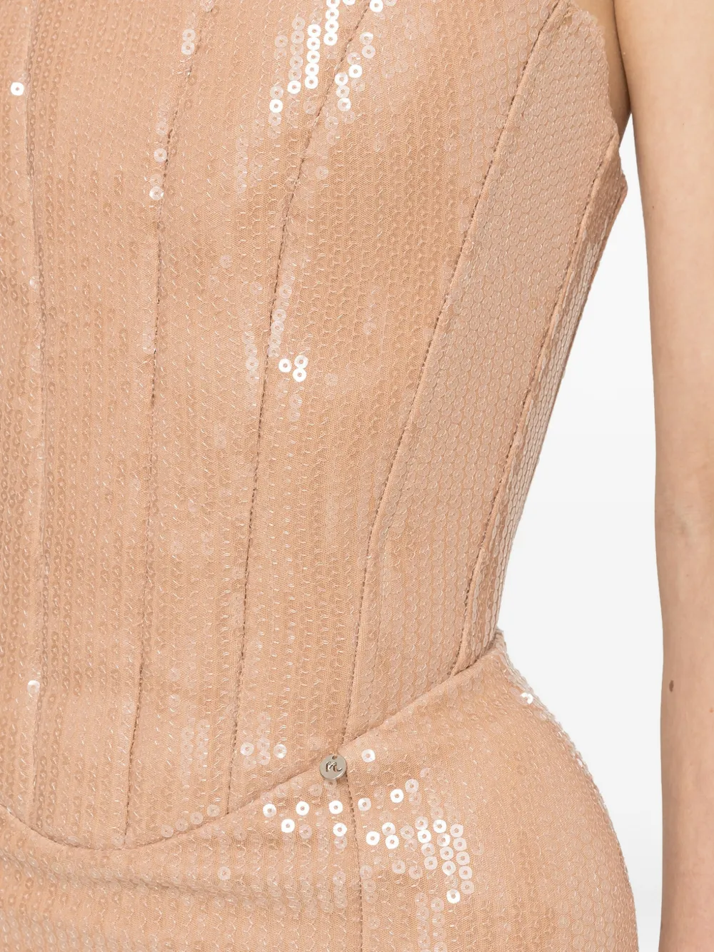 NISSA Maxi-jurk met pailletten en oversized heup-detail Beige