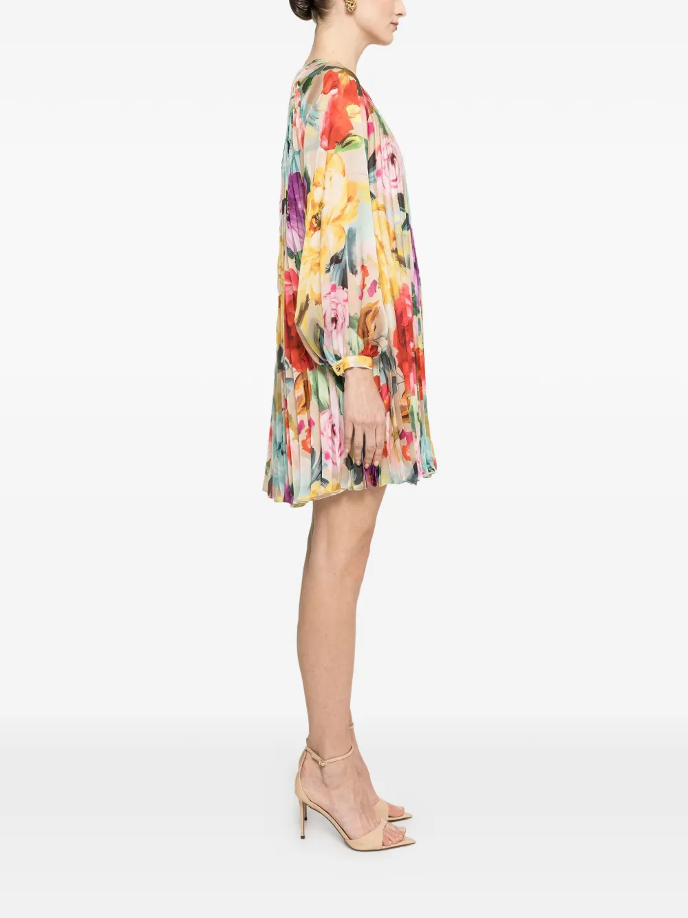 NISSA Mini-jurk met bloemenprint en plooien Geel