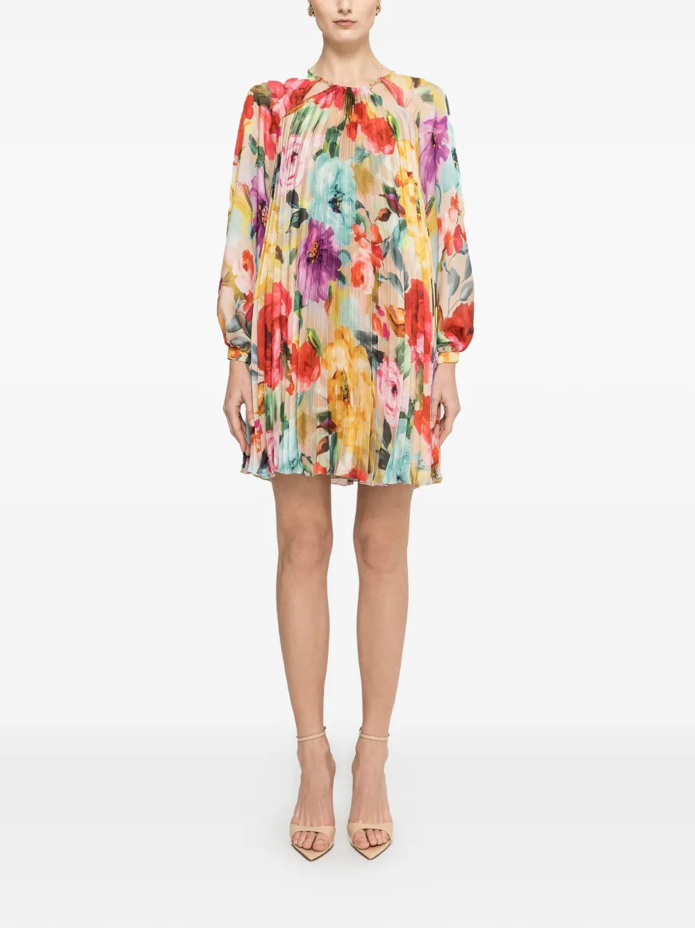 NISSA Mini-jurk met bloemenprint en plooien Geel