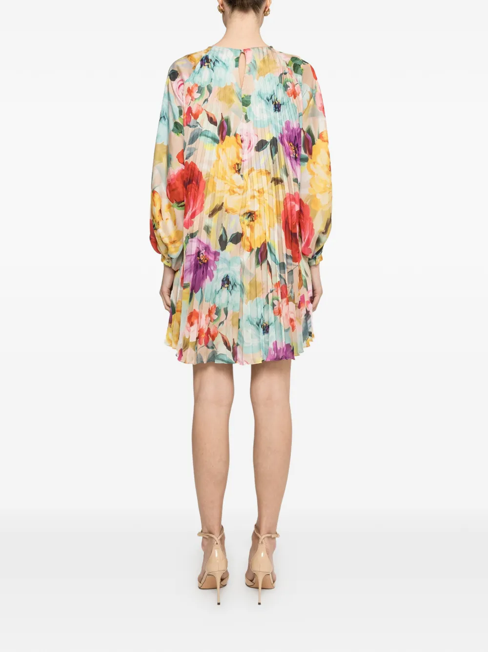 NISSA Mini-jurk met bloemenprint en plooien Geel