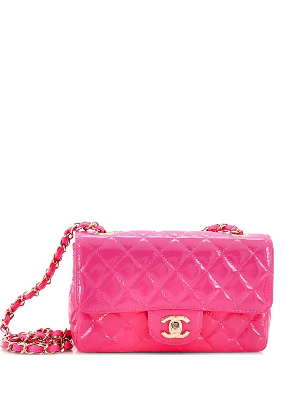 CHANEL Pre-Owned Classic Single Flap Bag Quilted Patent Mini crossbody bag - Rosa