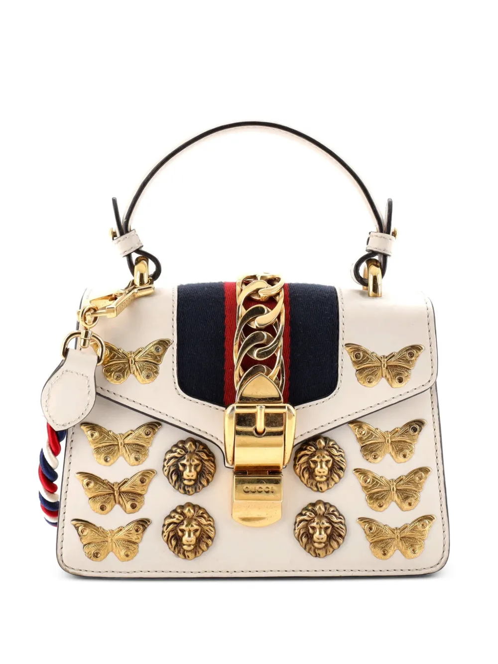 Gucci Pre-Owned Sylvie Top Handle Bag Embellished Leather Mini shoulder bag - Bianco