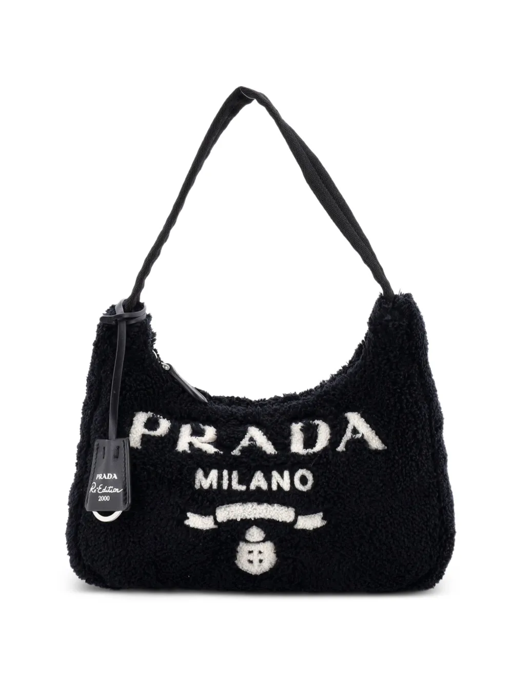 Prada Pre-Owned Re-Edition 2000 Terry Cloth Mini hobo bag - Nero