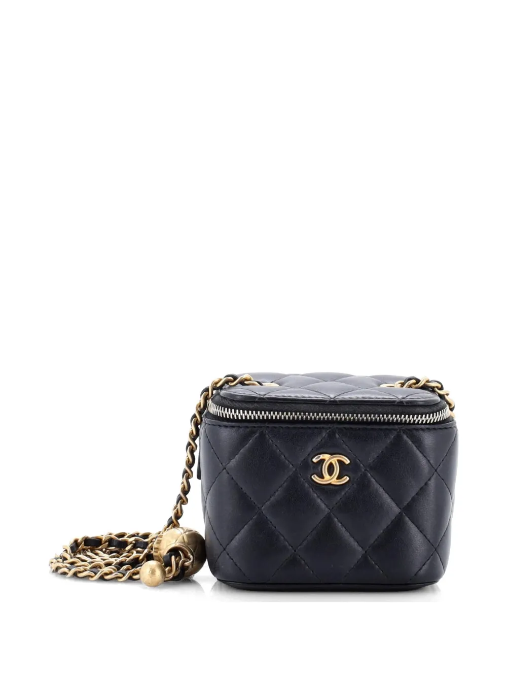CHANEL Pre-Owned Pearl Crush Vanity Case with Chain Quilted Lambskin Mini clutch bag - Nero