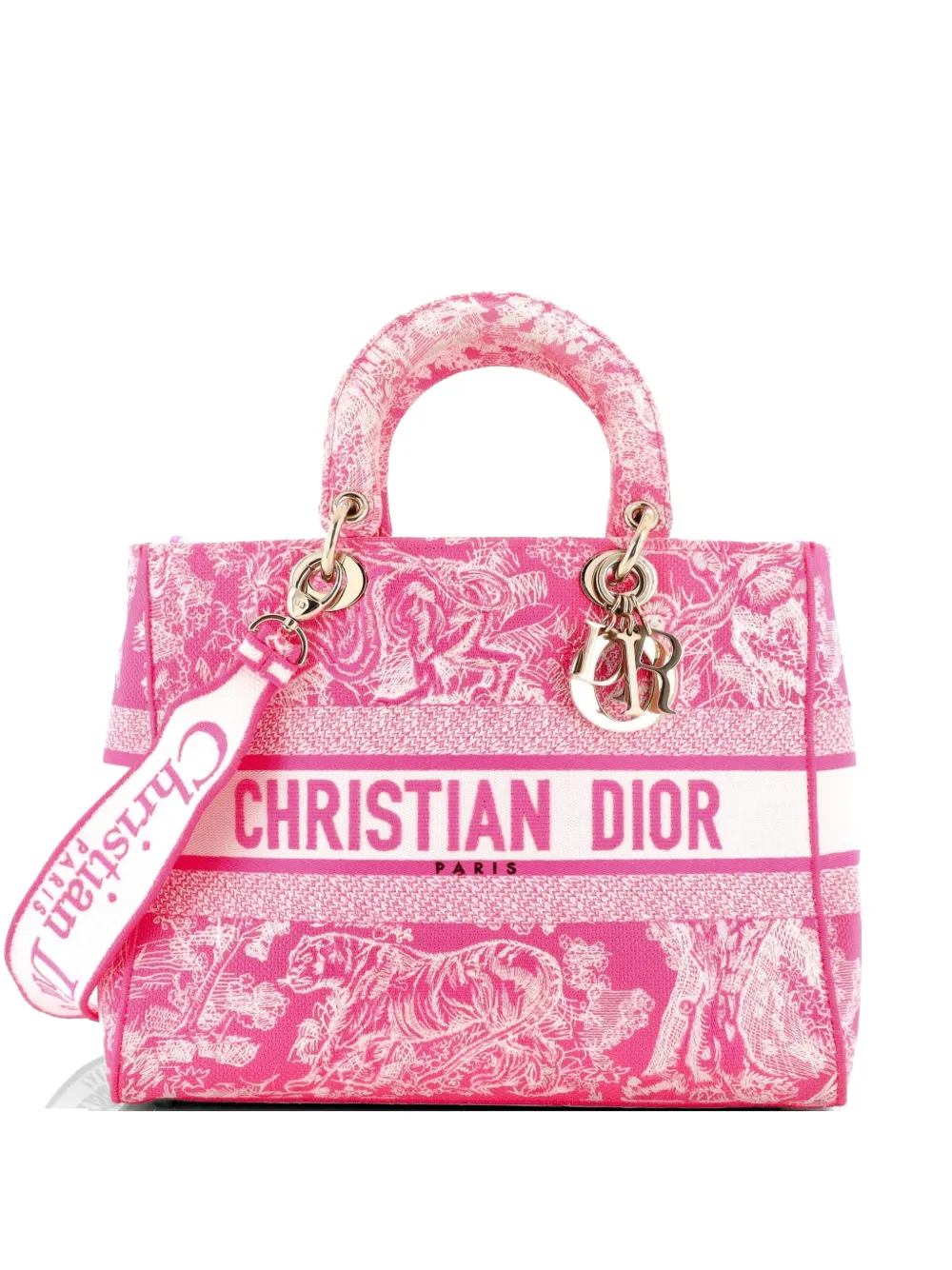 Christian Dior Pre-Owned Lady D-Lite Bag Embroidered Canvas Large tote bag - Rosa