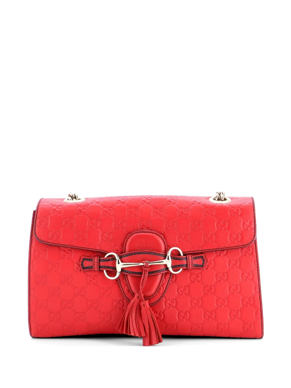 Gucci Pre-Owned Emily Chain Flap Bag Guccissima Leather Medium shoulder bag - Rosso