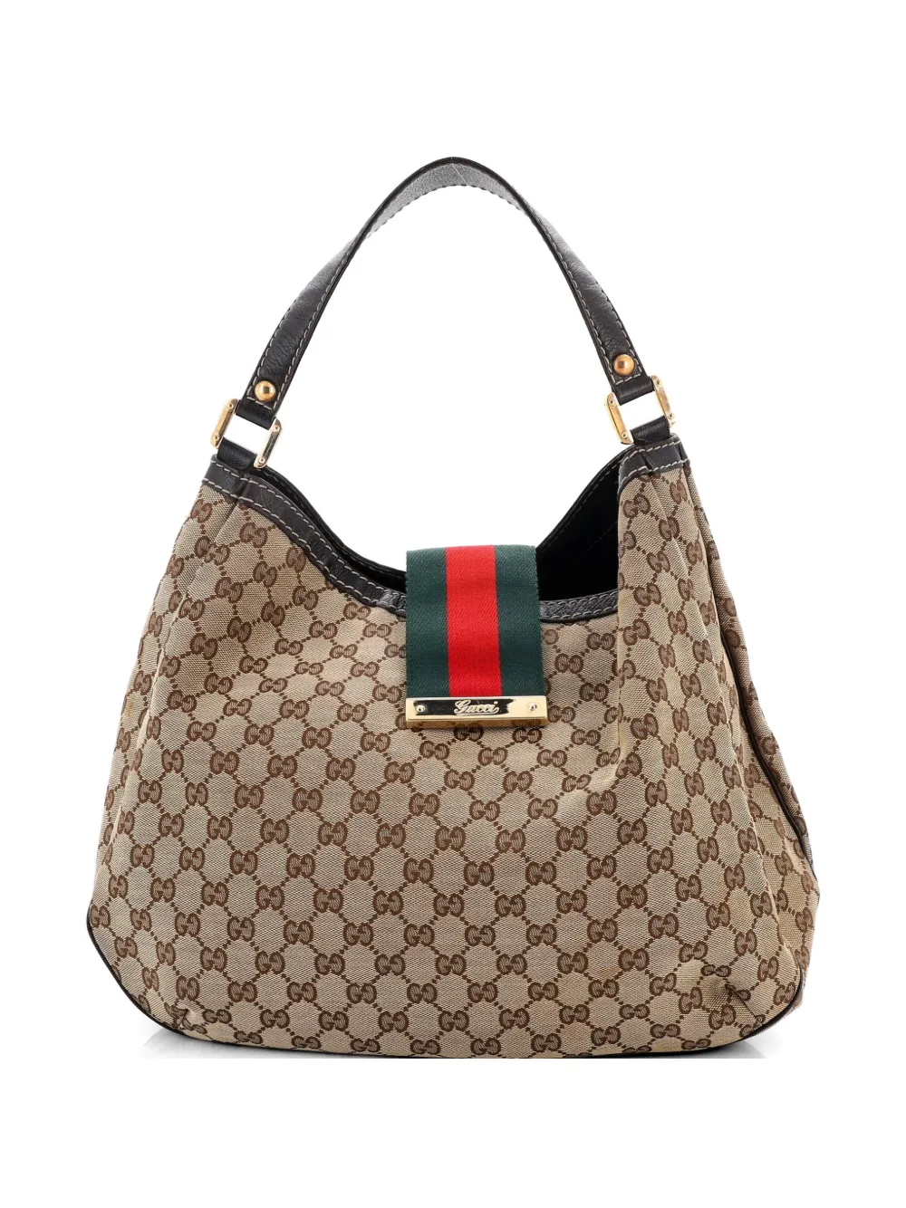 Gucci Pre-Owned New Ladies Web GG Canvas Large hobo bag - Marrone