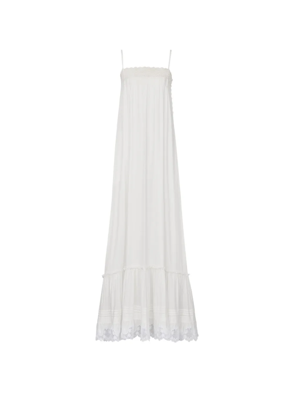 Saint Laurent Maxi-jurk met afwerking van kant Beige