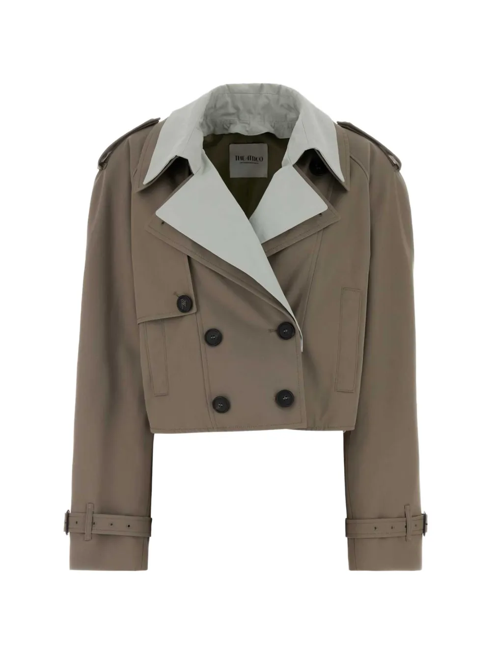 The Attico gabardine cropped trench coat - Marrone