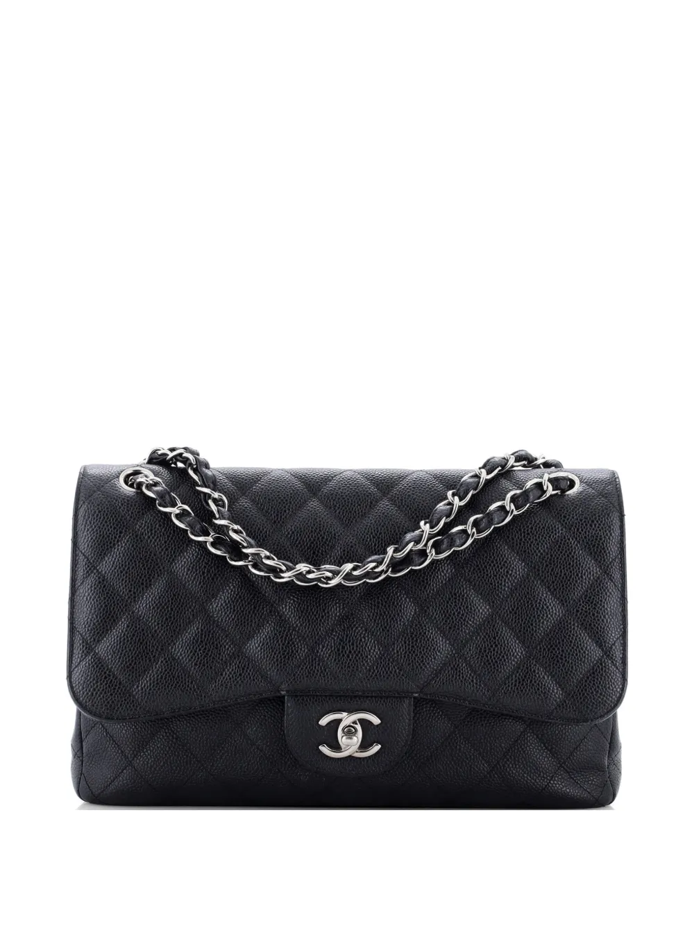 CHANEL Pre-Owned Classic Double Flap Bag Quilted Caviar Jumbo shoulder bag - Nero