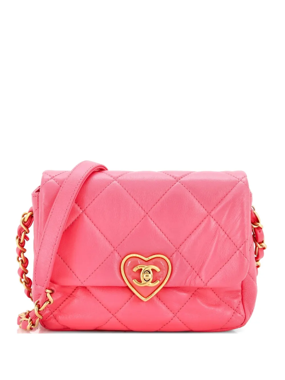 CHANEL Pre-Owned Coco Love CC Heart Flap Bag Quilted Lambskin Mini shoulder bag - Rosa