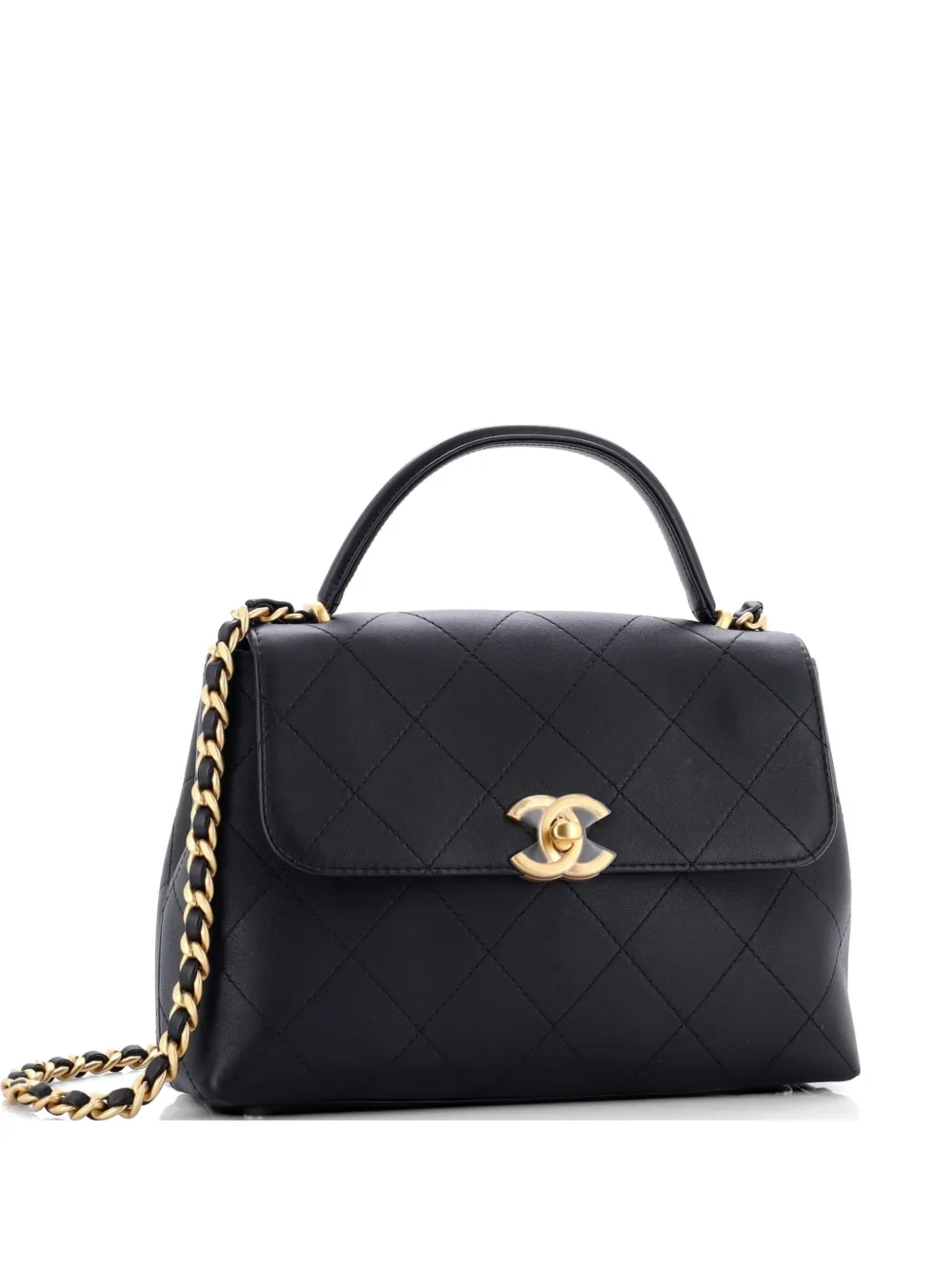 CHANEL Pre-Owned CC Top Handle Flap Bag Quilted Calfskin Large crossbody bag - Nero