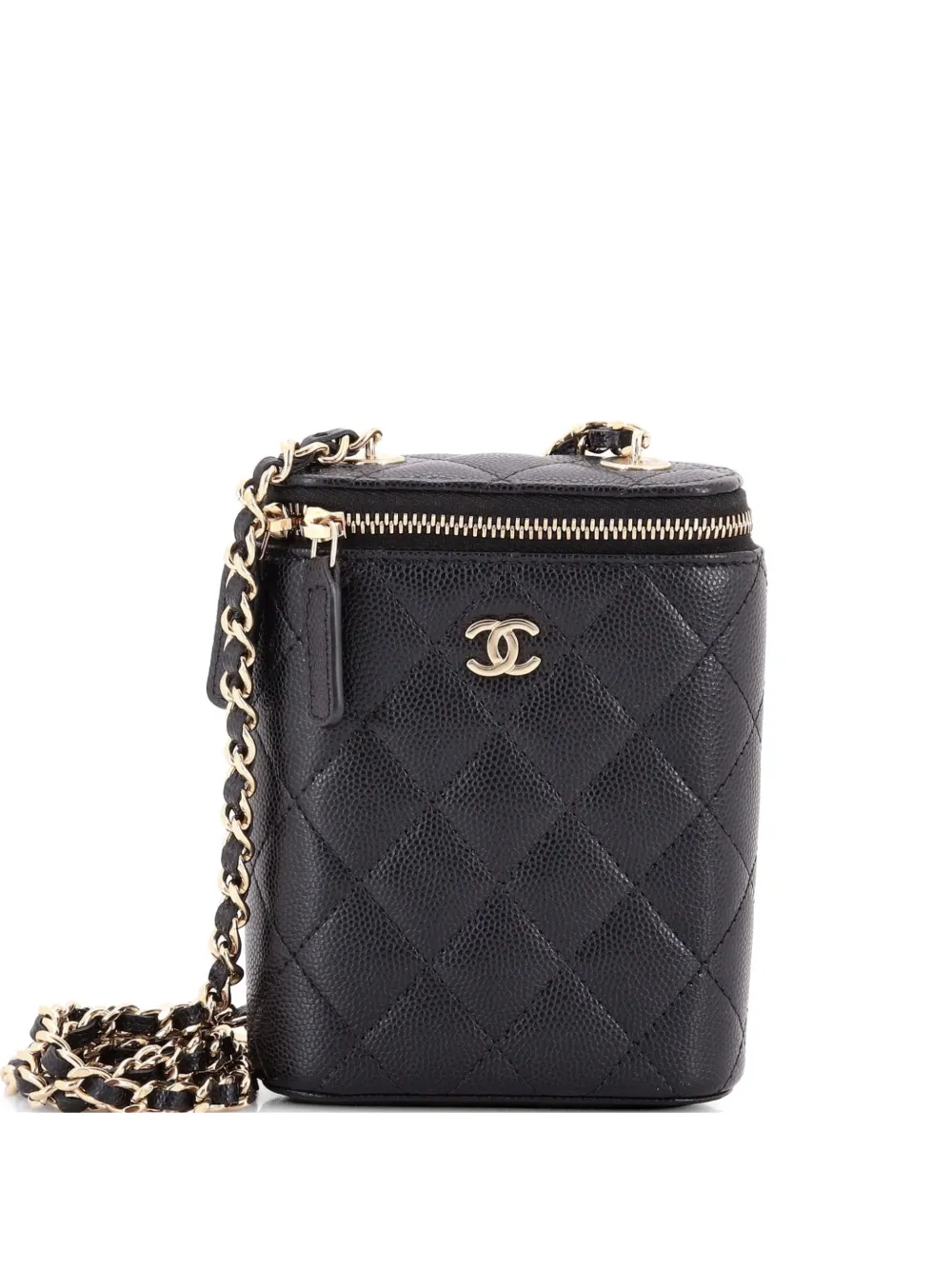 CHANEL Pre-Owned Vertical Classic Vanity Case with Chain Quilted Caviar Small shoulder bag - Nero