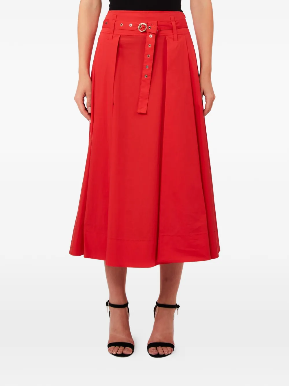 LIU JO belted midi skirt - Rosso