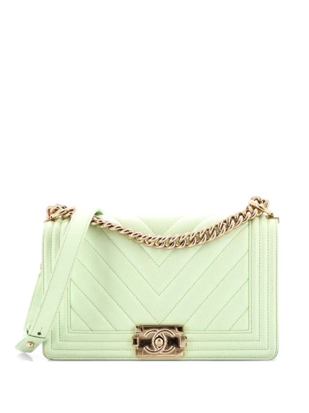 CHANEL Pre-Owned Boy Flap Bag Chevron Lambskin Old Medium shoulder bag - Verde