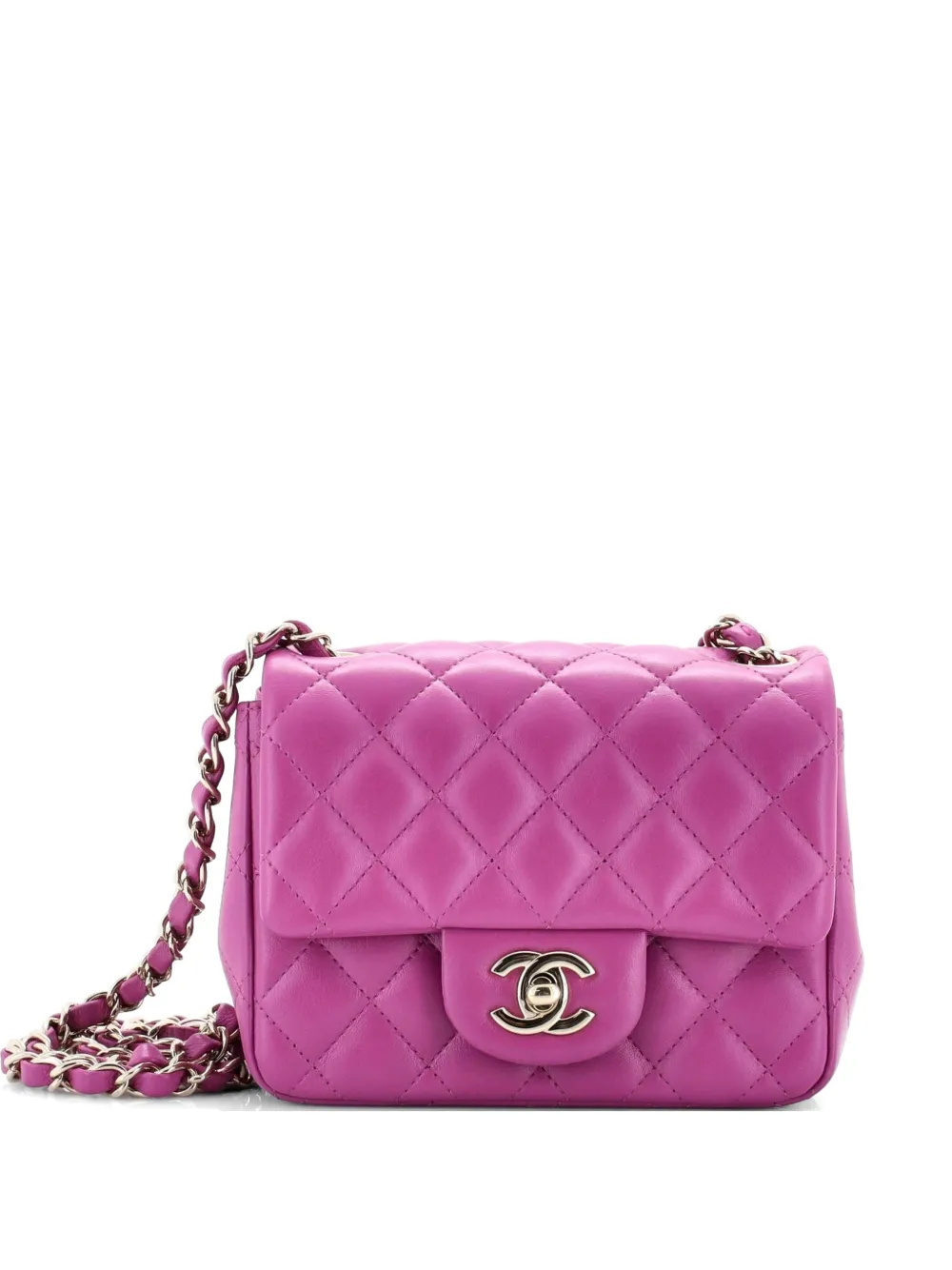 CHANEL Pre-Owned Square Classic Single Flap Bag Quilted Lambskin Mini crossbody bag - Viola