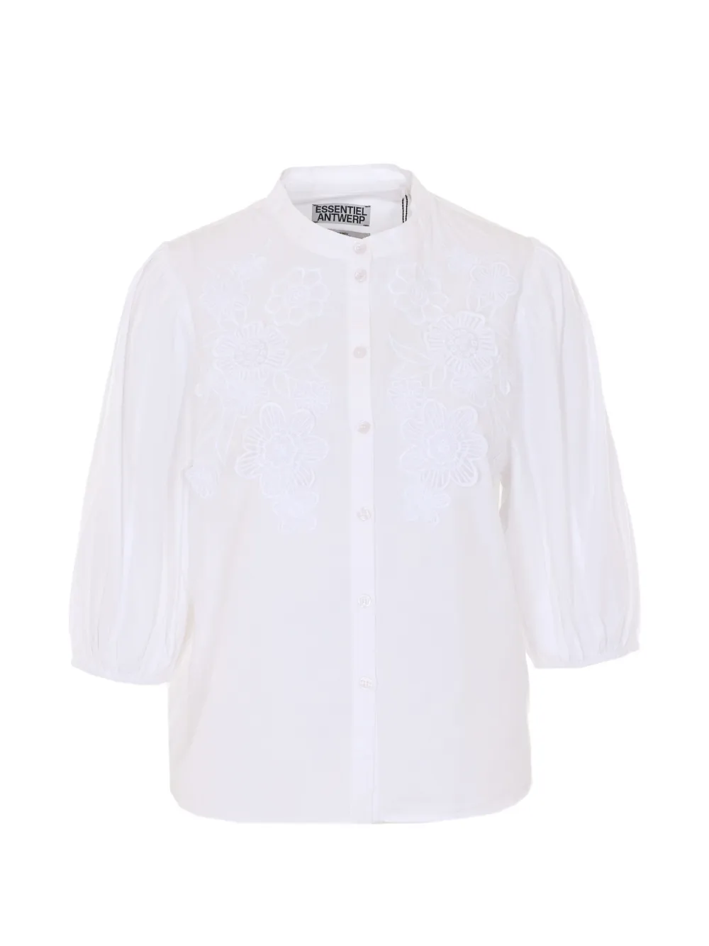 Essentiel Antwerp floral-embroidered balloon-sleeve shirt - Bianco