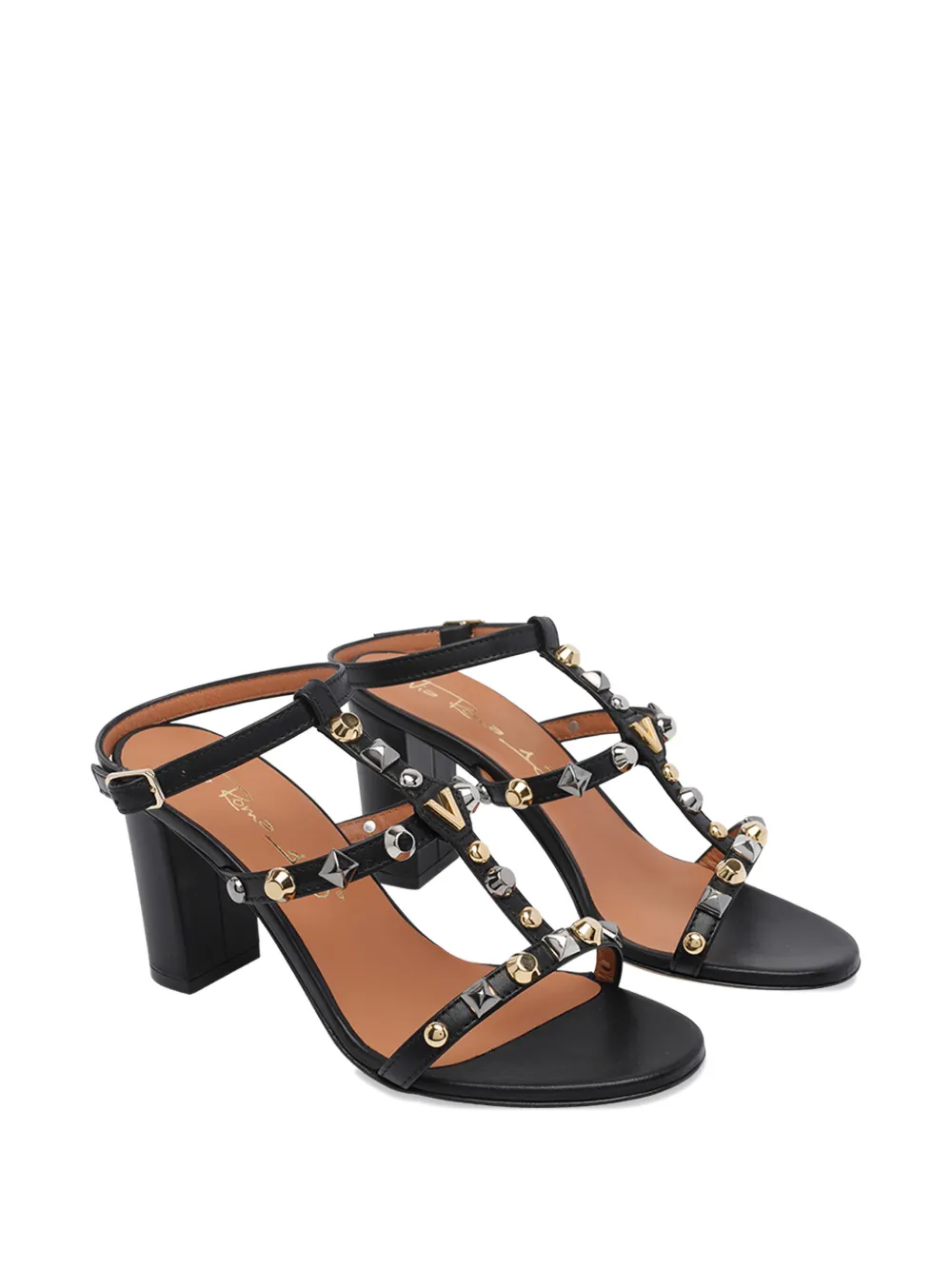 Via Roma 15 studded detail sandals Zwart