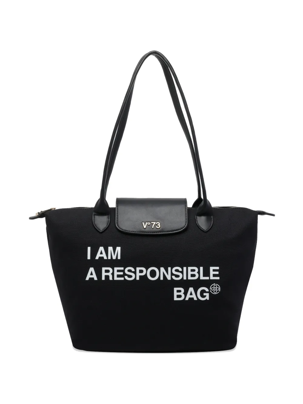 V°73 top handle tote bag - Nero