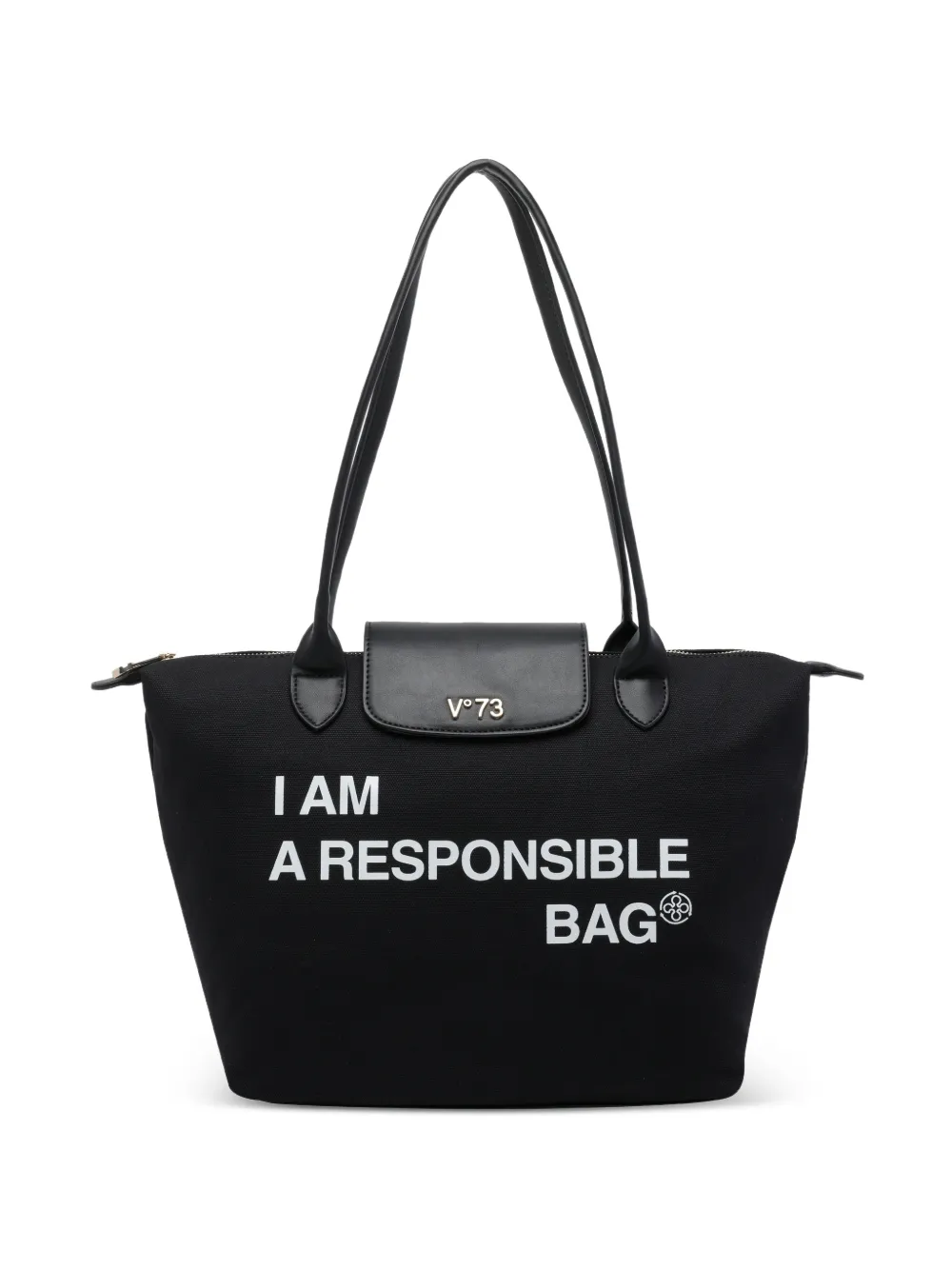 V°73 top handle tote bag - Nero