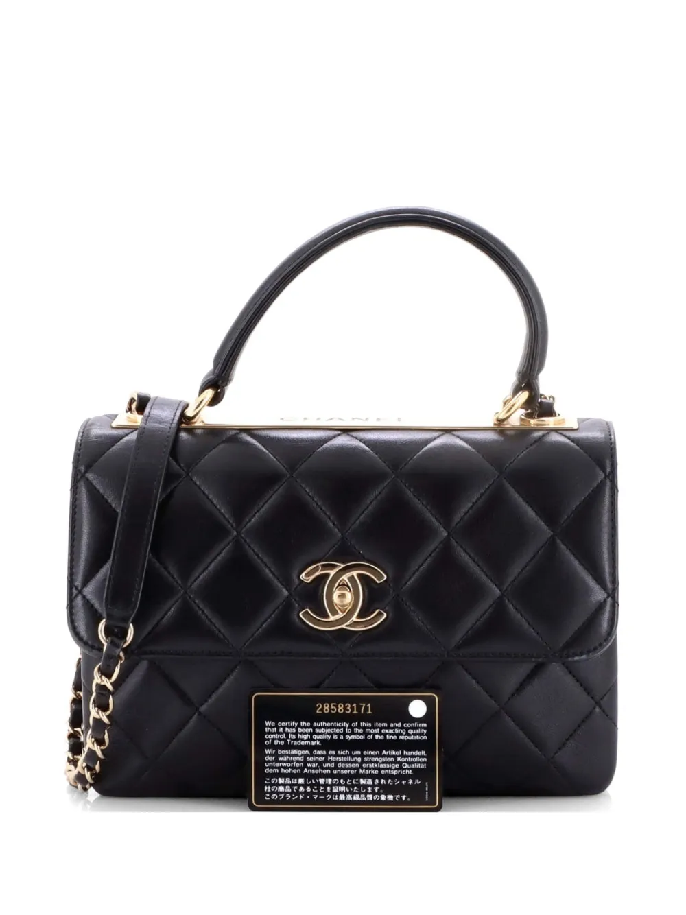 CHANEL Pre-Owned Trendy CC Top Handle Bag Quilted Lambskin Small shoulder bag - Nero