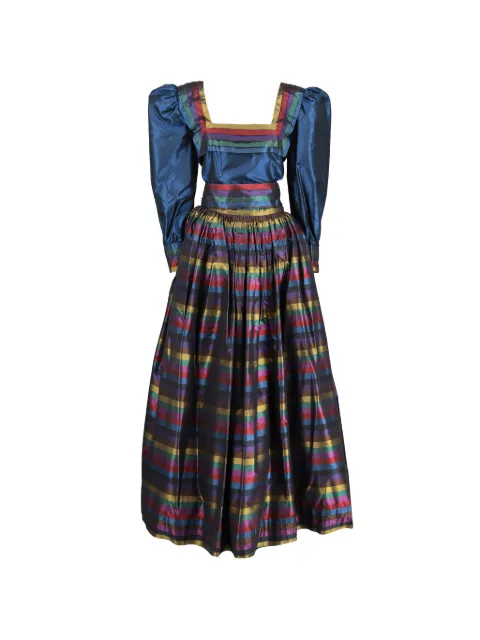 Vintage square neck striped dress
